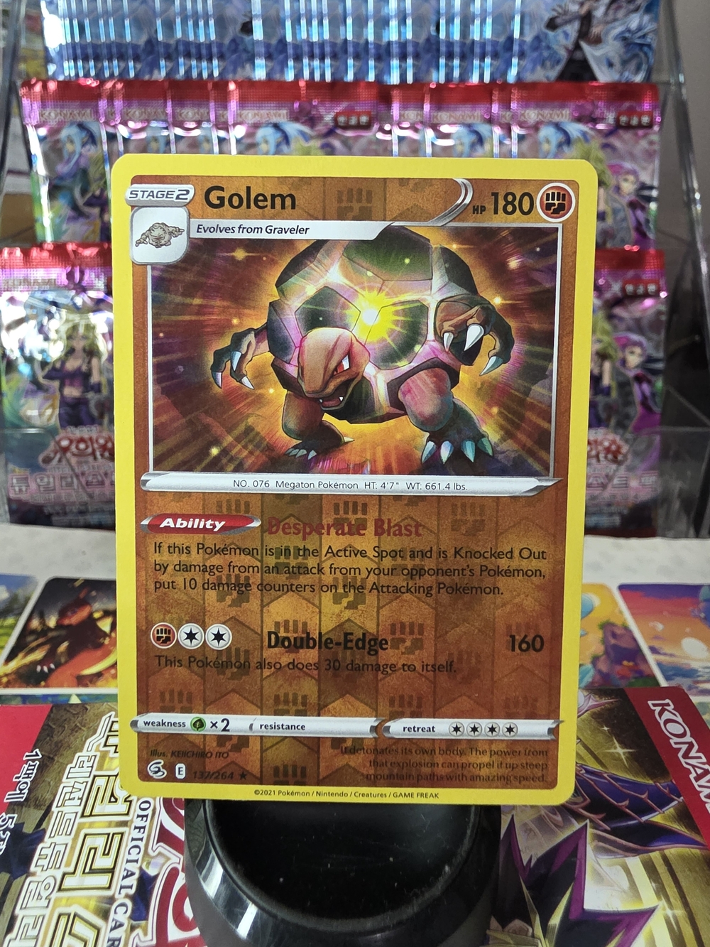 Golem Pokémon Card - Yellow Border - Holo Artwork